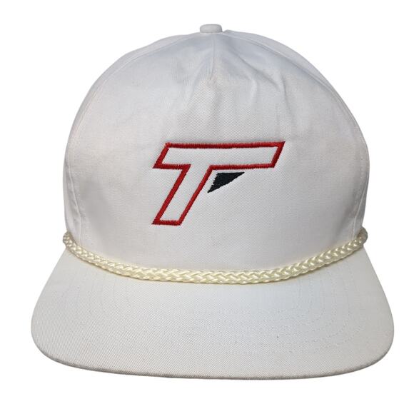 T Snapback 5 Panel Cap White One Size Adjustable Embroidered Rope San Sun - Picture 1 of 9